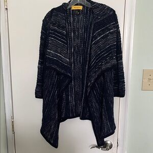 St. John Navy and White Textured Cardigan